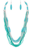 Mix Beads Layered Statement Necklace Set