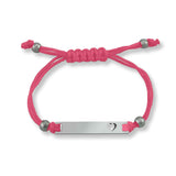 Engravable Cutout Heart Friendship Curved Bar Bracelet / SBB0293: Pink/Stainless
