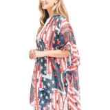 Americana Flag Mix Printed Light Weight Kimono