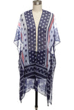 Americana Star Printed Kimono Cardigan