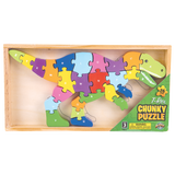12" x 6.5" WOODEN T-REX  LETTER PUZZLE