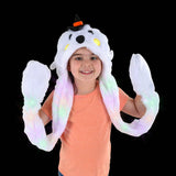 LIGHT-UP GHOST PLUSH HOODIE SCARF HAT 35"