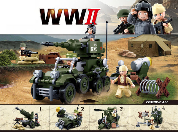 WWII 4-in-1 Army Gift Box Building Brick Kit (353 pcs)
