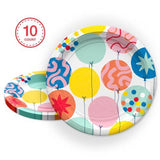 Disposable Party Plates – 7” Round Plates Colorful Balloons