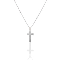 18K PVD Coated Stainless Steel Engravable Cross Pendant Necklace: Black / 19mm