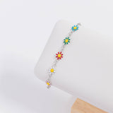 18K Gold PVD Multi Colored Floral Chain Bracelet