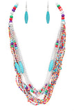 Mix Beads Layered Statement Necklace Set