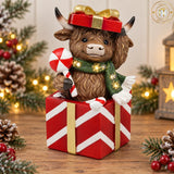 Christmas Highland Cow Gift Box Tabletop Assorted