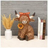 Sunflower Fall Highland Cow 15" Sitter 2 Ast