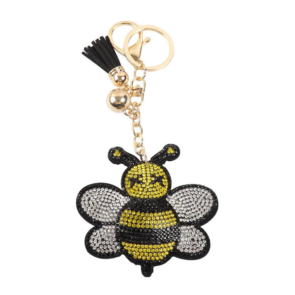 Bee Tassel Rhinestone Keychain