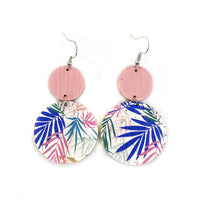 Colorful Tropical Leaf Leather Earring