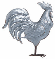 Metal Silver Farmhouse Rooster Decor