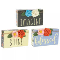 Wood Block Signs With Felt Flowers