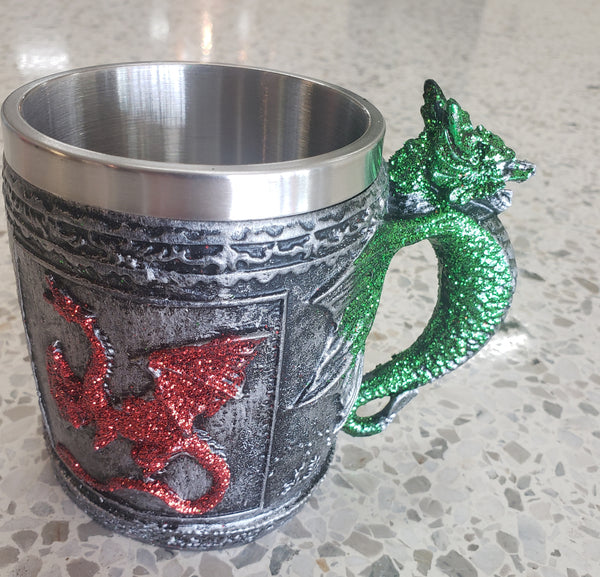 Stainless Steel Glitter Dragon Mug