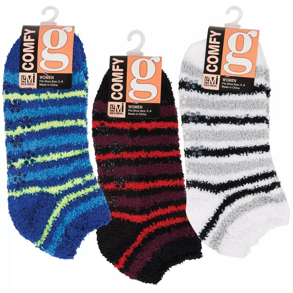 Striped Butter Soft No-Show Non-Skid Anklet Socks - Assorted