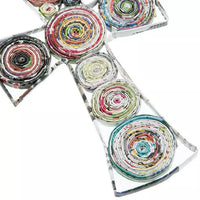 Eco-Art Quilled Recycled Magazine Ornament - Cross