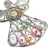 Eco-Art Quilled Recycled Magazine Ornament - Angel