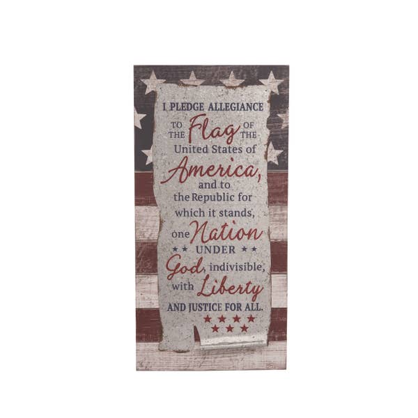 Wood 24 in. Multicolor 4th of July Pledge of Allegiance Wall Décor