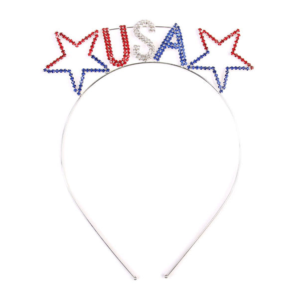 USA with Stars  Rhinestone Headband