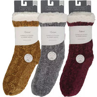 Chenille Plush Sherpa Lined Slipper Socks