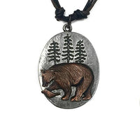 Pewter Necklace - Bear with Trees