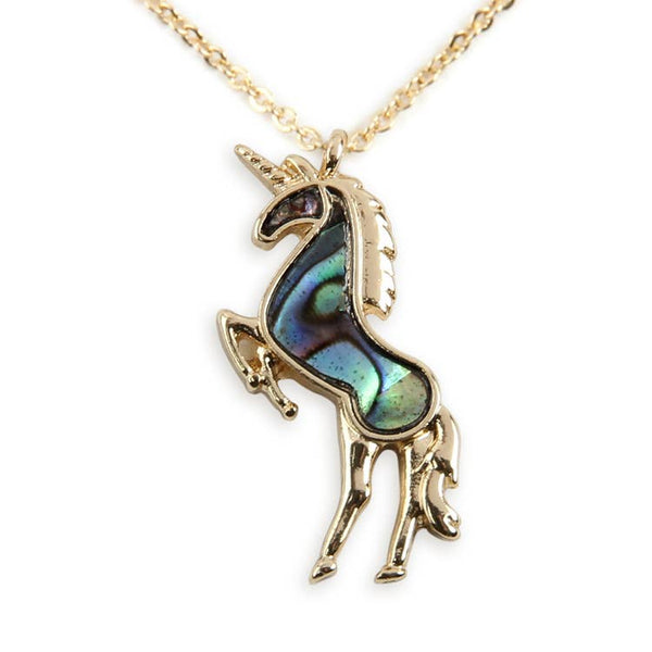 Abalone Unicorn-Pendant Necklace