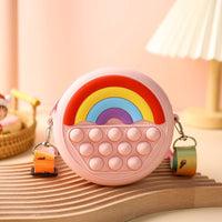 Rainbow Doughnut Pop It Purse Bag - Light Pink