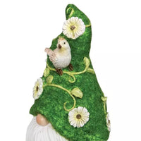 Gnome Figurines with Floral & Bird Accents