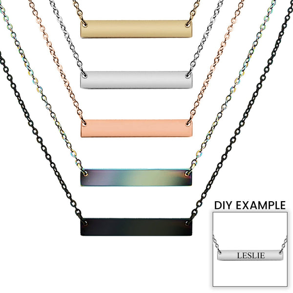 Blank Polished Bar Stainless Steel Necklace: Black