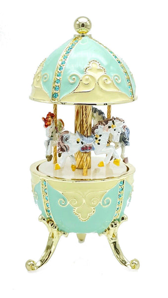 Turquoise Musical Carousel with Royal Horses