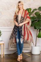 Vintage Tasseled USA Flag Kimono