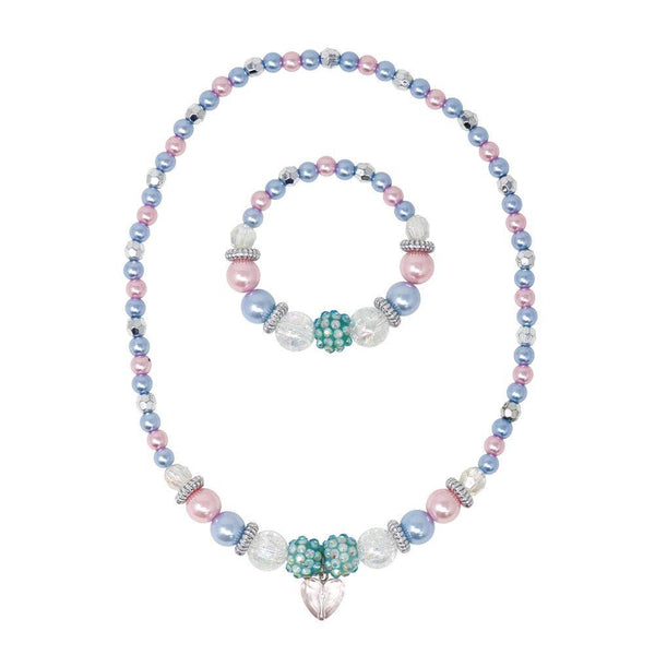 Blue Ice Princess Stretch Pearl Necklace & Bracelet Set