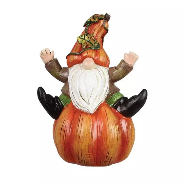 4" Gnome on Pumpkin Tabletop Decor