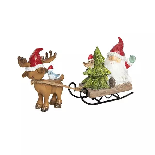 Droopy Hat Santa and Reindeer Sled
