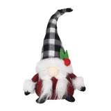 12" Fabric Gnomes - Black & White Checkered Hat