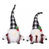 12" Fabric Gnomes - Black & White Checkered Hat