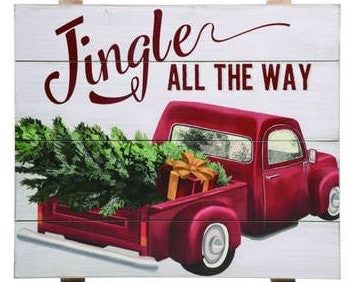 Wood 16 in. Christmas Truck Wall Decor