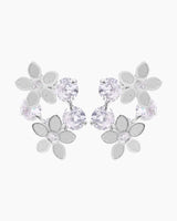 Amanda Blu Double Flower & Crystal Earrings