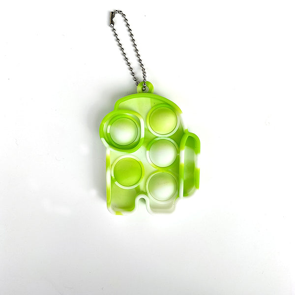 Small Spaceman Pop It Keychain - Green & White