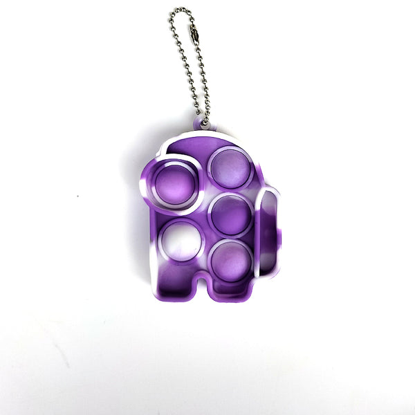Small Spaceman Pop It Keychain - Purple & White