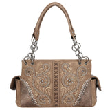 Montana West Floral Embroidered Collection Concealed Carry Satchel - Brown