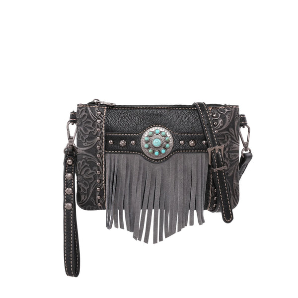 Montana West Concho Collection Clutch/Crossbody - Black