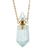 NATURAL STONE POINTED CRYSTAL PERFUME BOTTLE NECKLACE