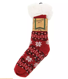 Women's Sherpa-Lined Christmas Slipper Socks