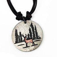 Pewter Necklace - Deer in Woods