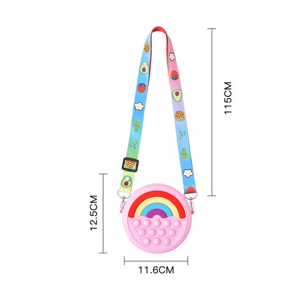 Rainbow Pop Bag Push Bubble Fidget Toy Round Kids Bag