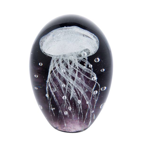 Jellyfish With Purple Coastal Art Glass Figurine