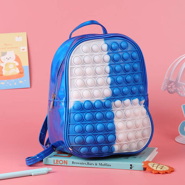 Pop Backpack / Lunch bag Shimmer Blue / Blue & White pops