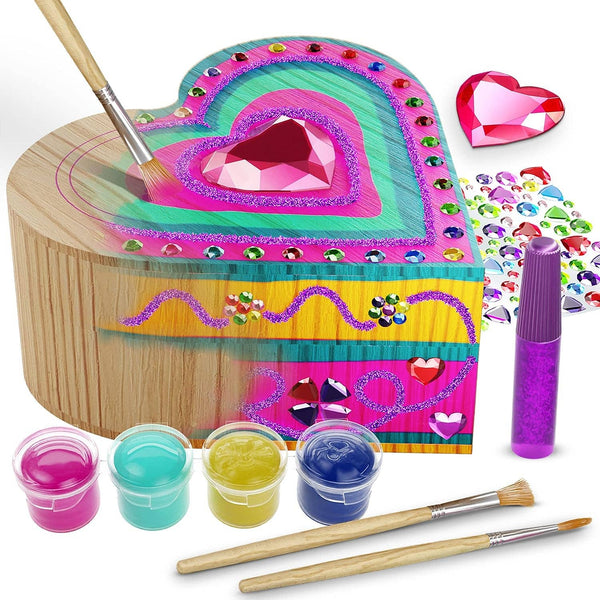 Paint Your Own Wooden Kids Heart Treasure Box