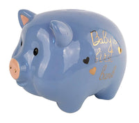 BLUE PIGGY BANK BABY'S FIRST BANK